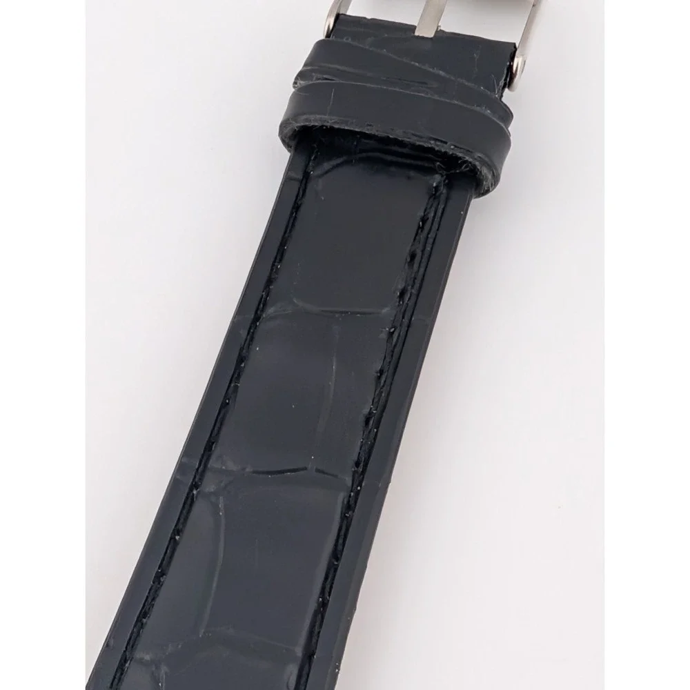 H Steinway Tank Watch Men 26mm Case Black Faux Leather Band w/ Box- New Battery